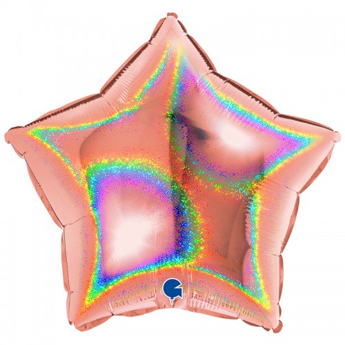 Balão Estrela Rosa Holográfico